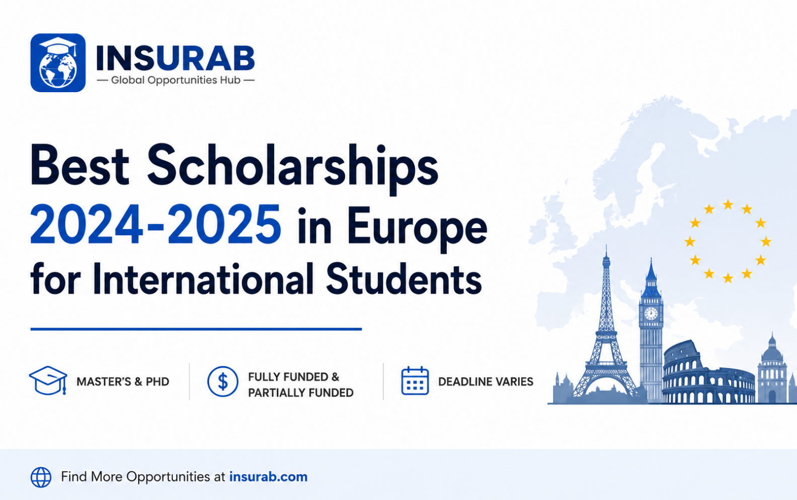 Best fully funded scholarships in Europe for international students list.