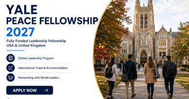 Yale Peace Fellowship 2027 | Fully Funded to USA & UK