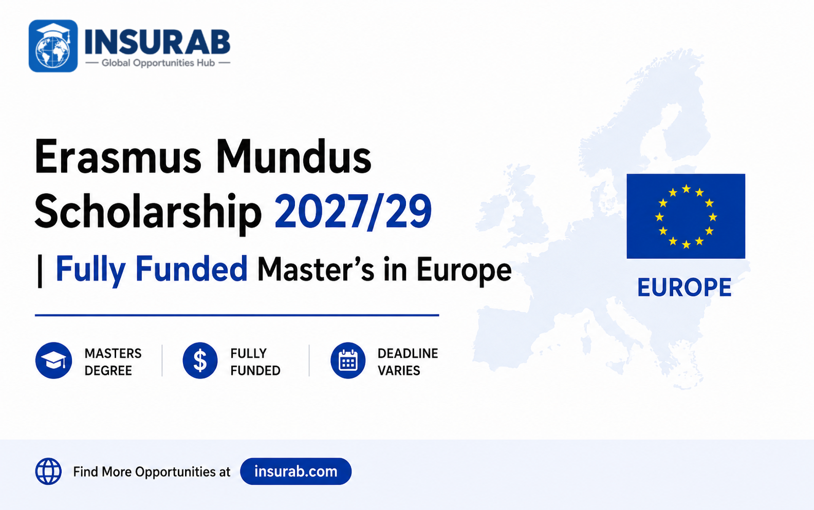 Erasmus Mundus Scholarship announcement for 2027 to 2029 fully funded master's degree in Europe.
