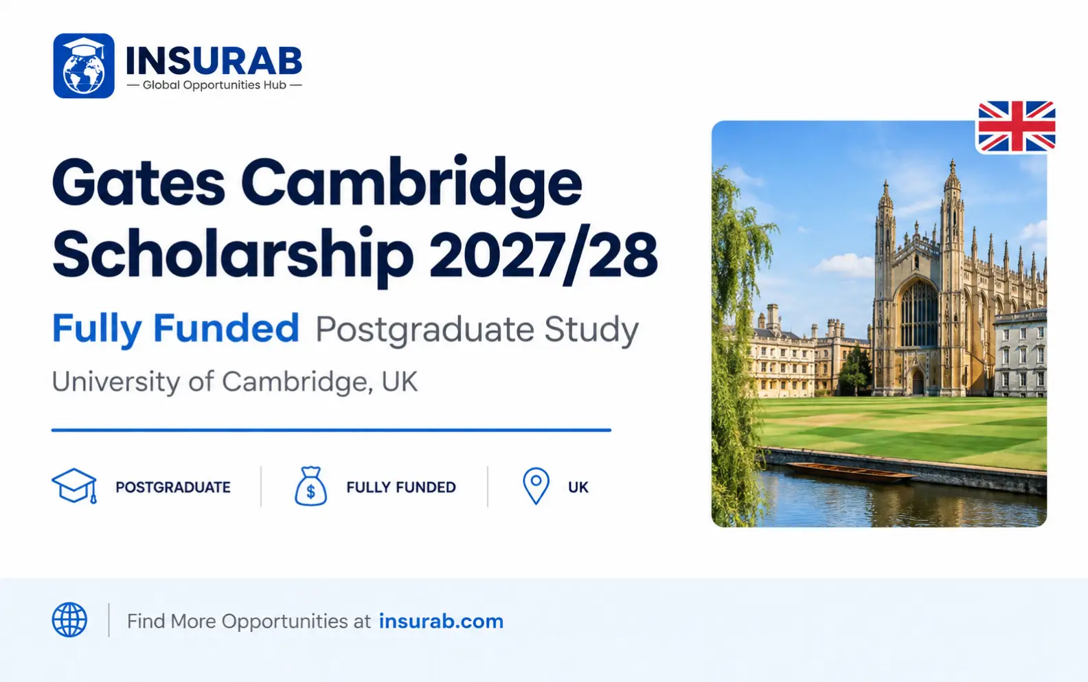 Gates Cambridge Scholarship 2027/28 – Fully Funded Postgraduate Scholarship at the University of Cambridge