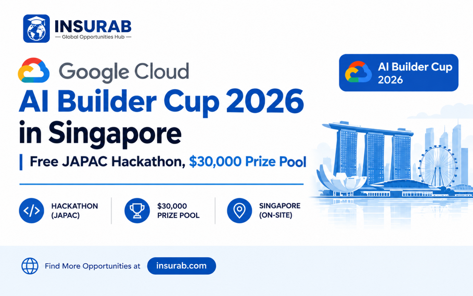 A horizontal blue line design element for Google Cloud AI Builder Cup 2026 Singapore.