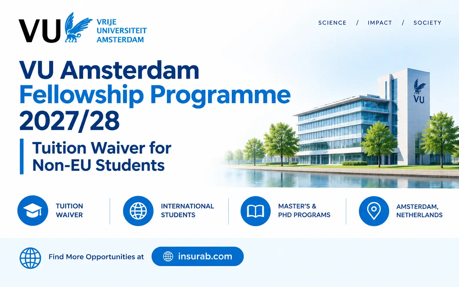 VU Amsterdam Fellowship Programme 2027/28 tuition waiver for non-EU Master's students